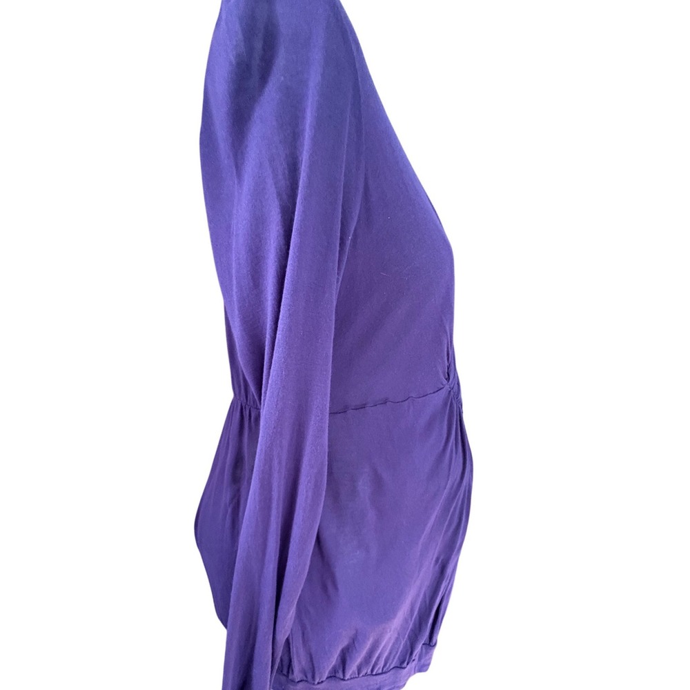 Motherhood Maternity Purple Ruched V-Neck Long Sleeve Rayon Top Small 93321-17 - Picture 6 of 16